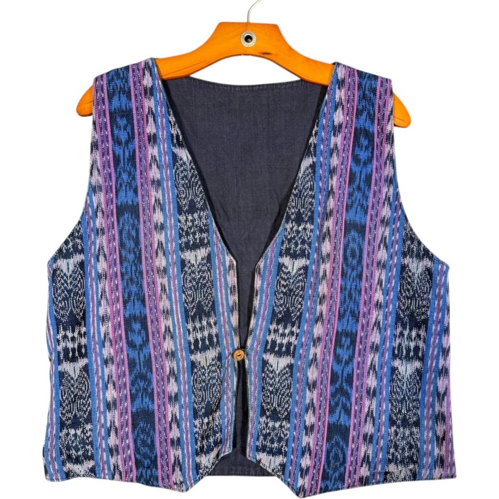 Purple Blue Tapestry Men's  Vest Western Boho M